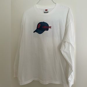 Boston Red Sox white long sleeve T-shirt